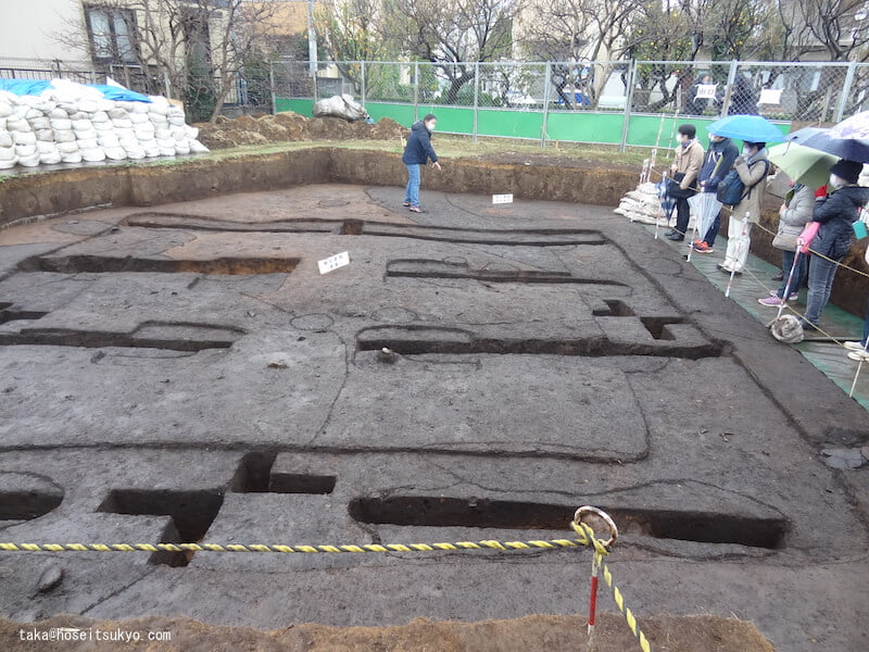 『橘樹郡家跡第32次調査現地見学会』発掘調査現場右側