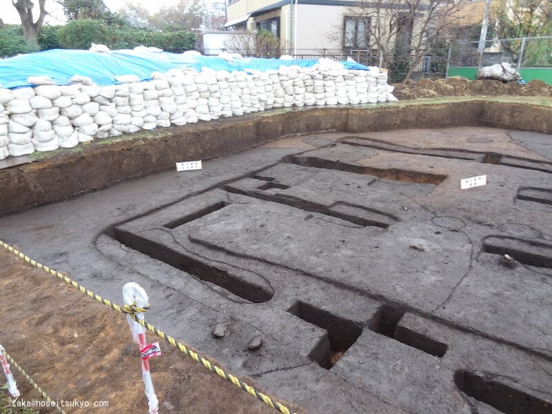 『橘樹郡家跡第32次調査現地見学会』発掘調査現場左側