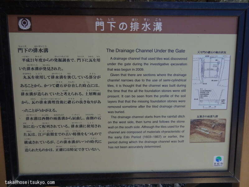 浜松城天守門案内看板『門下の排水溝』