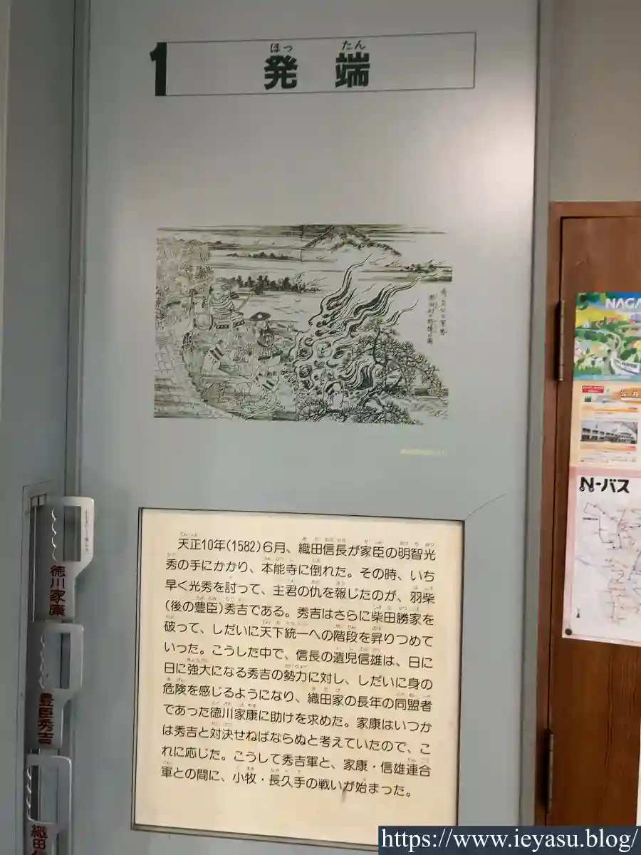 長久手市郷土資料室・展示物（「小牧長久手の戦い」案内看板）